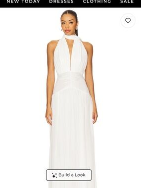 NICHOLAS White Halter Maxi Dress with Front Keyhole
